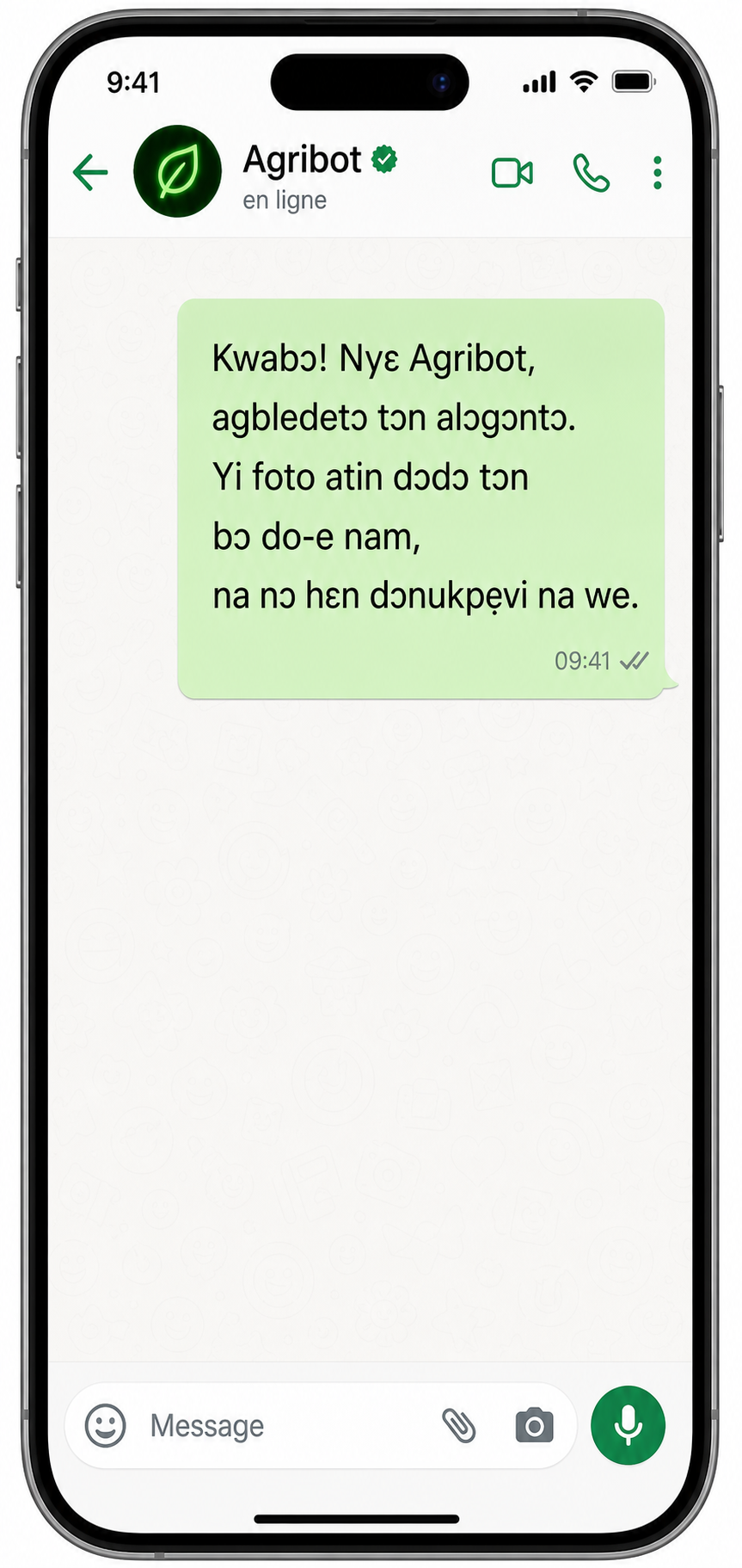 Accueil Agribot en Fon